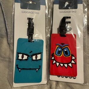 Monster Luggage Tag Set - Red and Blue